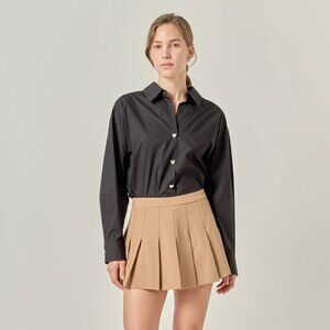 Title: English Factory Oversize Collared Shirt Black Medium Heart Buttons NWT